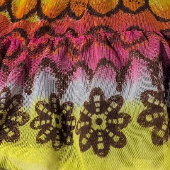 Y2K The Children's Place Brown‎ and Pink Floral Groovy Print Girls Dress 4T - Picture 6 of 8